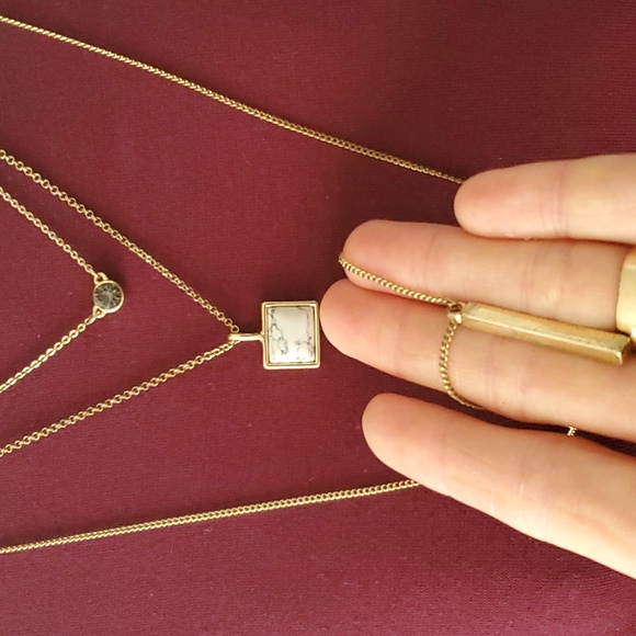 3/$15 Loft triple chain gold tone necklace - Picture 2 of 5
